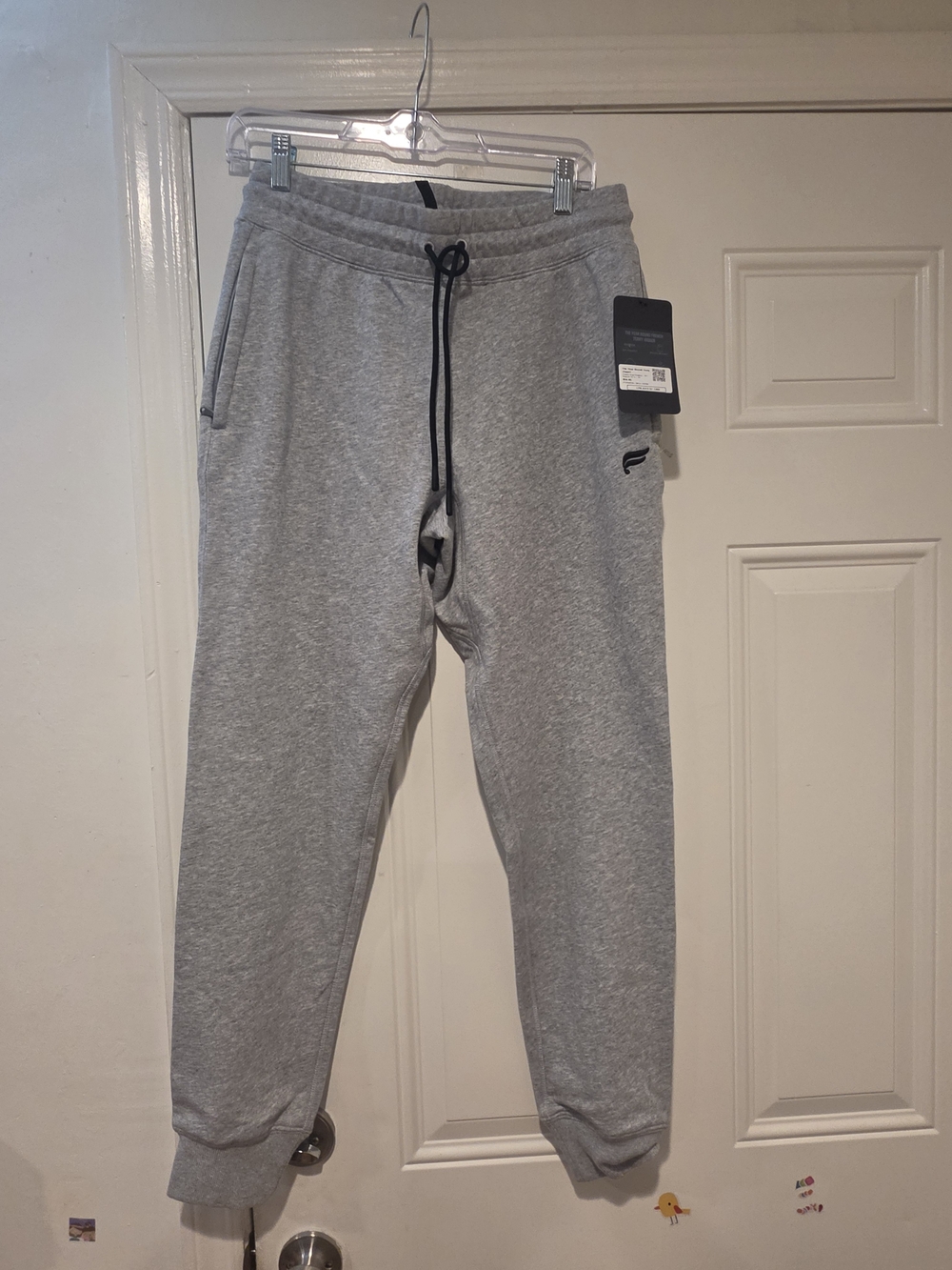 Fabletics Men's Light Gray Jogger Sweatpants with Black Drawstring